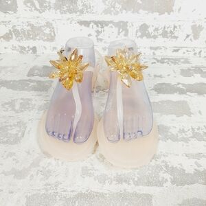 New Nicolle Miller Thong Floral Clear Sandals D694